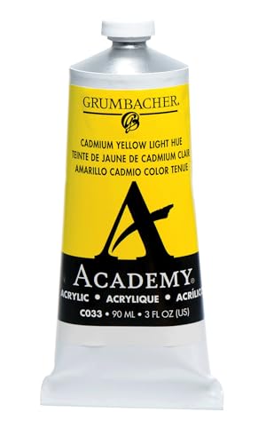 Grumbacher Academy Acrylic Paint, Gloss, 90ml/3 oz Metal Tube, Cadmium Yellow Light Hue - color: Cadmium Yellow Light