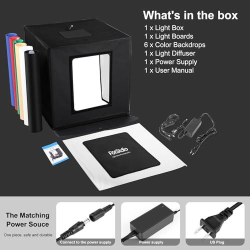 16x16 Inch Photo Studio Light Box Photography with 144 LEDs (CRI>95) & 6 Backdrops, Portable/Dimmable Folding Shooting Tents for Toys/Jewelry/Watches/Cosmetics/Food - size: 16 x16 inch