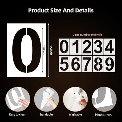 15 Inch Large Number Stencils - Reusable Plastic Digital Stencils for Cake, Address, Painting - size: 15 Inch