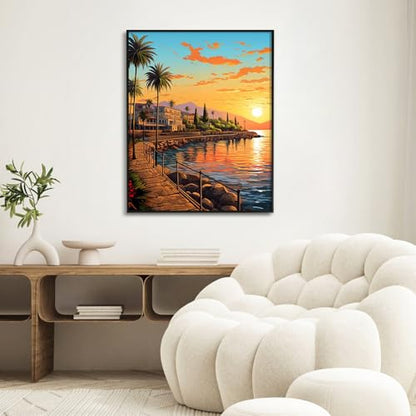 Paint by Numbers Kit for Adults, Sunset DIY Painting Kit, 16x20 Inch - color: CYOP1P03