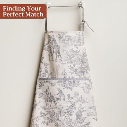 Maison d' Hermine Aprons for women with Pocket 100% Cotton (27.50"x31.50") | Adjustable Neck Strap & long ties Apron Men Chef Wedding Cooking Gardening Server Maid - color: 209 - the Miller - Paloma Grey