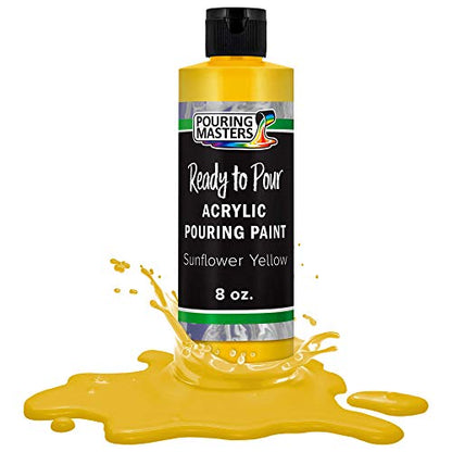 Pouring Masters Sunflower Yellow Ready to Pour Acrylic Pouring Paint - Premium 8-Ounce Pre-Mixed Fluid Acrylic Paint - Fluid Art Supplies for Canvas, Wood, Paper, Tile & Rocks - color: Sunflower Yellow