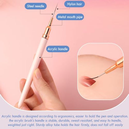 Nail Art Liner Brushes, 5Pcs Gel Polish Painting Art Design Pen Set - color: Multicolor (5Pcs)