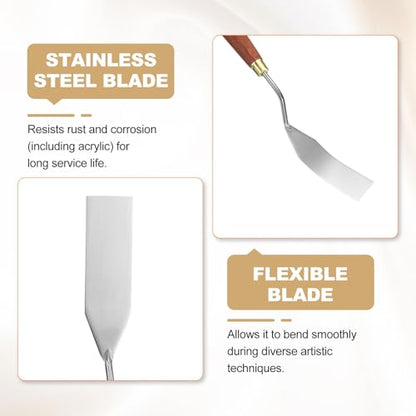 HARFINGTON 2pcs Palette Knife Painting Tool 3.15" x 0.91" Stainless Steel Teardrop Blade 9.06" Length Spatula Painting Pallet Knives with Hole Beech Wood Handle for Acrylic Canvas, Red/Silver - size: 9.06" x 0.91" x 3.15"