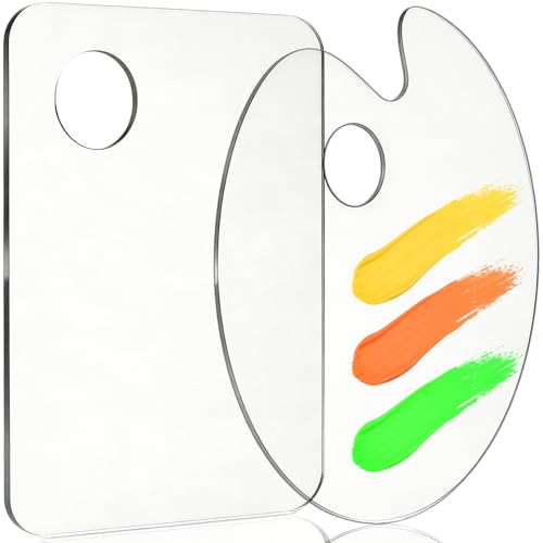 Hulameda 2Pcs Acrylic Clear Paint Palette with Thumb Hole,11.8 x 7.9In | Paint Pallet for Adults or Kids,Easy Clean Non-Stick Artist Pallet for Oil Watercolor Craft DIY Art Painting Palette - color: Clear-11.8*7.9inch