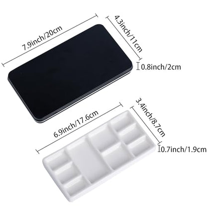 Travel Watercolor Palette,Portable Ceramic Palette 9 Well,Empty Wet Palette Metal Paint Box with Porcelain Palette(Black Box) - color: Black