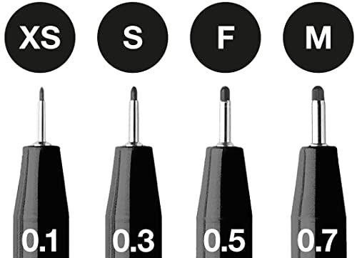 Faber-Castell Pitt Artist Pen 167115 India Ink Pens Pack of 4 M F S XS Black | Waterproof and fade-resistant drawing ink with XS, S, F and M tip for sketching and illustration