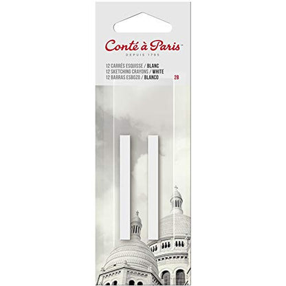 Conté à Paris 2B 2 Count Sketching Crayons, White, 2.5X.25 inches - color: White