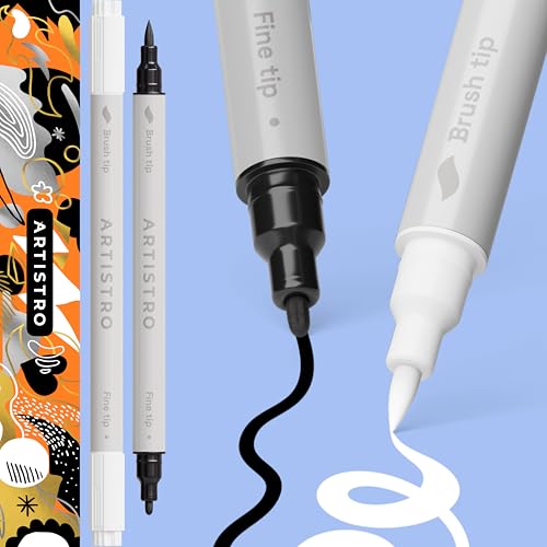 ARTISTRO White & Black Dual-Tip Acrylic Paint Pens - Set of 2 - color: Black&White