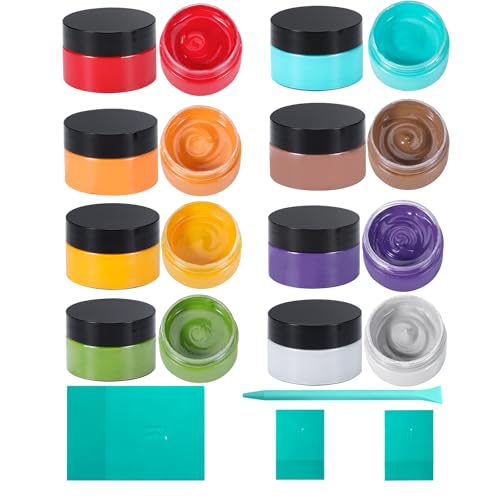 8-Color Chalk Paste Paint Kit – with 4 Mini Silicone Squeegees, Non-Toxic DIY Stencil Paint for Wood, Fabric, Walls & Crafts - color: 8 Pcs Chalk Paste Starter Kit-C