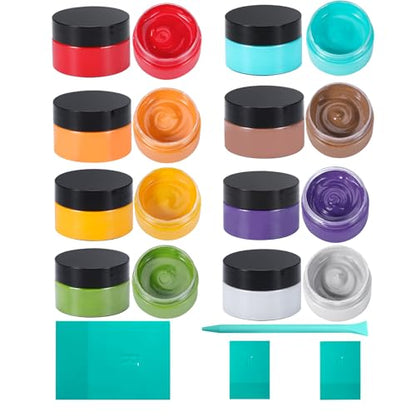 8-Color Chalk Paste Paint Kit – with 4 Mini Silicone Squeegees, Non-Toxic DIY Stencil Paint for Wood, Fabric, Walls & Crafts - color: 8 Pcs Chalk Paste Starter Kit-C