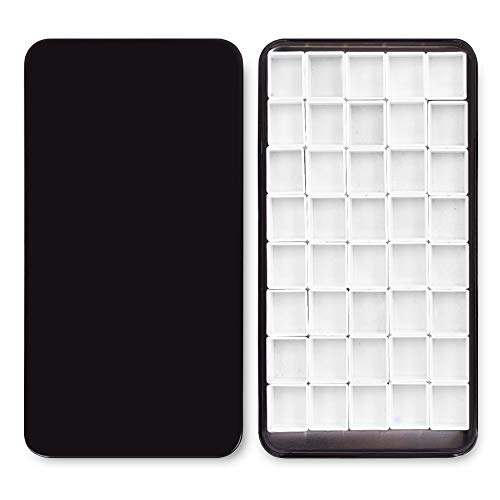 qianshan 40Pcs Empty Half Pans Watercolor Tin Palette with Magnetic Stripe | Travel Tin Palette Case,Portable Artist Paints Half Pan Kits,DIY Watercolor Oils Acrylics Painting Drawing Black - color: Black