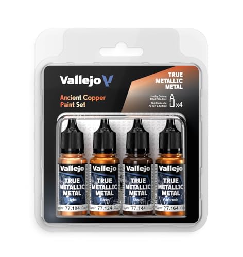 Vallejo - Ancient Copper Set, True Metallic Metal, 4 Bottles x 0.6 fl.oz. - color: Ancient Copper