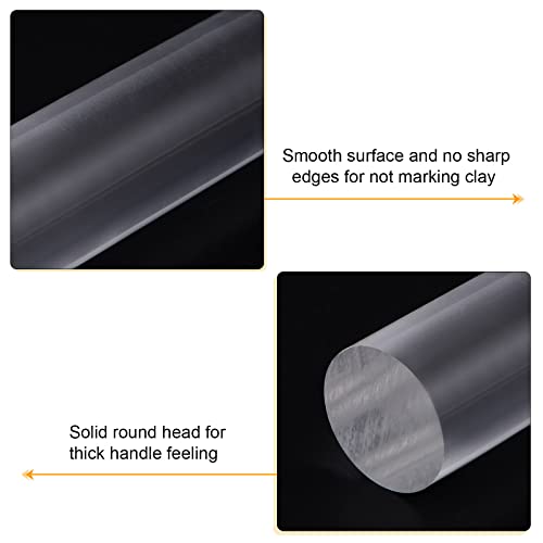 HARFINGTON Acrylic Clay Roller 8 Inch x 1 Inch Solid Non-Stick Plastic Round Tube Roller Polymer Clay Rod Fondant Rolling Pin for Shaping, Sculpting, Modeling DIY Crafts, Transparent - color: Transparent, size: 8 Inch x 1 Inch
