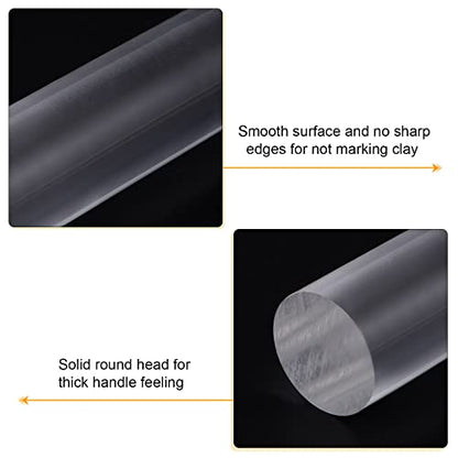 HARFINGTON Acrylic Clay Roller 7.28 Inch x 1 Inch Solid Non-Stick Plastic Round Tube Roller Polymer Clay Rod Fondant Rolling Pin for Shaping, Sculpting, Modeling DIY Crafts, Transparent - color: Transparent, size: 7.28 Inch x 1 Inch