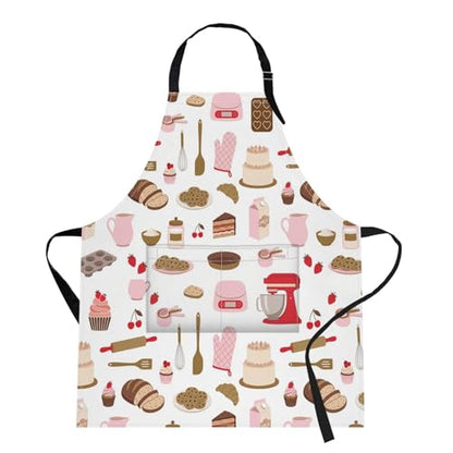 Britimes Apron with Pockets, 32x28 inch, for Women Men, Cake Cookie - color: Pink 01