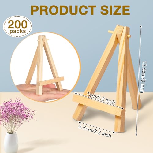100 Pieces Mini Wooden Easel Stands Tripod Display Tabletop,5 Inch | For Artist Painting Business Cards Photos, Canvas Holder Wedding Table Numbers Party Favors Gift, Natural Wood Tripod Frame - size: 5 Inch