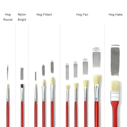 XDT#989 Artist Paint Brush 10 Piece Set Nylon & Hog Hair Extra Long Handle #1#2#3#4#5#6#7#8#9#10, Paint Brush for Acrylic & Oil & Watercolor Painting - color: Red Hog 10pcs