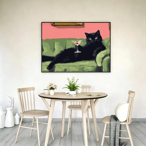 GEMFAMILY Black Cat Paint by Numbers Kit for Adults Beginner 16 X 20 inch - color: HL6632