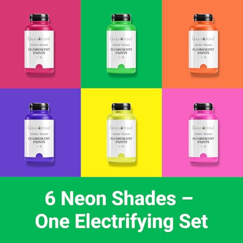 GRANOTONE Neon Acrylic Paint Set 6 Colors 8 oz Each - style: Fluorescent 6x8 Oz