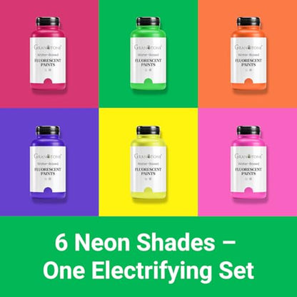 GRANOTONE Neon Acrylic Paint Set 6 Colors 8 oz Each - style: Fluorescent 6x8 Oz