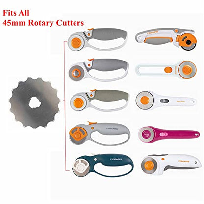 Rotary Cutter Blades Fits Olfa,Fiskars,DAFA by JOMOSART,45mm Blades Rotary Cutter for Quilting Scrapbooking Sewing Arts Crafts,Truecut Replacement for Quilting Fabric,Paper etc