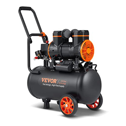 VEVOR 6.3 Gallon Air Compressor, 2 HP 3.35 CFM@90PSI Air Compressors with Max. 116PSI Pressure, Oil Free Compressor Tank for Auto Repair, Tire Inflation, Spray Painting, Woodwork Nailing | Oil Free Compressor Tank for Auto Repair, Tire Inflation, Spray Pa