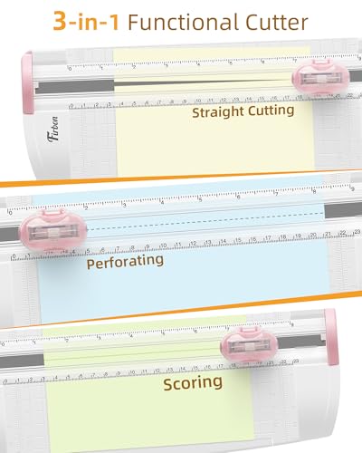 Firbon 3-in-1 Paper Cutter, 9“ Compact A5 Paper Trimmer - color: Pink
