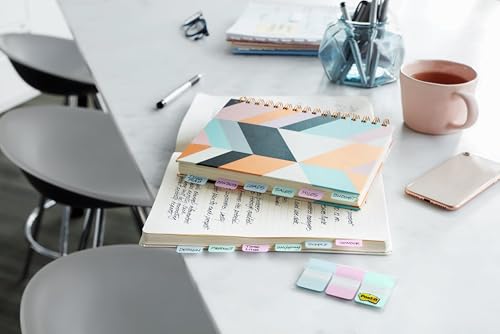 Post-it Pastel Color Tabs, 3 Colors, 3x3 inches, 24-Pack | 36 Tabs/Pack, 864 total, Gradient Blue, Pink, Clear - style: 24 Pack