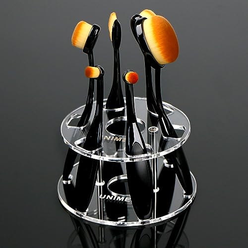 UNIMEIX 6 Pack Blending Brush for Card Making Crafting Ink Blender Brushes Set Tool Paper Background Brush Drawing - color: Brown, size: 6 Pack Brush with round holder