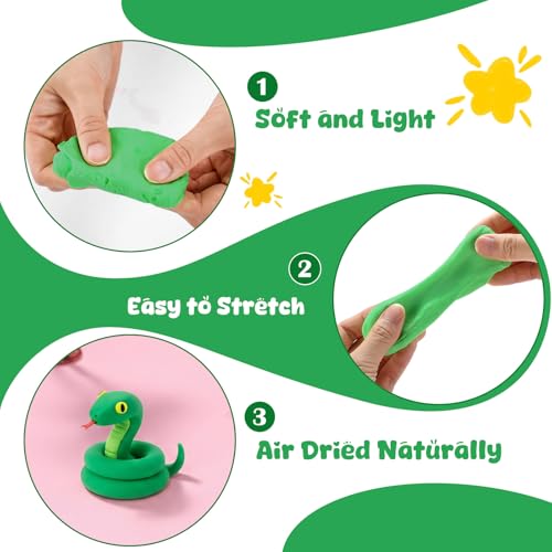 VioraWhite 144 Pcs Air Dry Clay Bulk 76 oz Mardi Gras Soft DIY Modeling Clay Kit Magic Foam Crafts for Sculpting Kids Gifts Party School Supplies for Crafts Artistic Project(Emerald Green) - color: Emerald Green