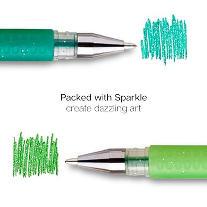 KINGART 400-24G Comfort Grip Gel Pens, Set of 24 Unique Green Tone Colors - color: Green Tone