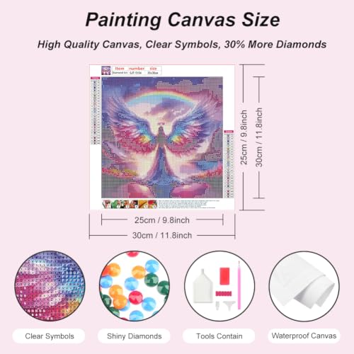 SJUTOUCI Rainbow Angel Diamond Art Kit for Adults, Diamond Painting Kit | Angel Gem Art, Bead Art, Diamond Dots Craft, Round Full Drill, Home Decor, DIY Gift, 12x12 inch