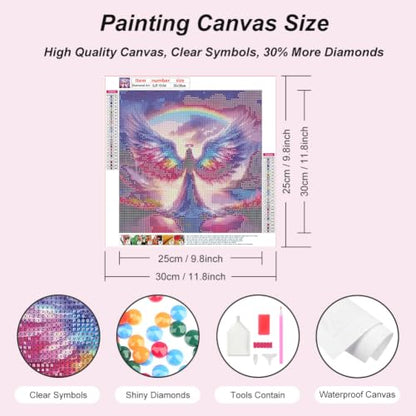 SJUTOUCI Rainbow Angel Diamond Art Kit for Adults, Diamond Painting Kit | Angel Gem Art, Bead Art, Diamond Dots Craft, Round Full Drill, Home Decor, DIY Gift, 12x12 inch