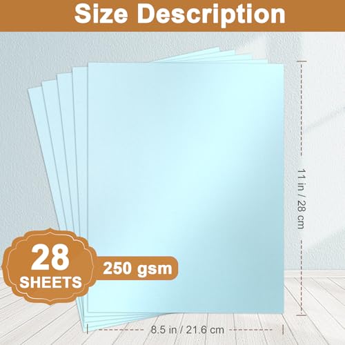Silunkia 28 Sheets Blue Shimmer Cardstock 8.5 x 11 Premium Paper 92lb | Heavyweight Craft Paper Card Stock for Making Cards, Greeting Cards, Office Printing, Scrapbooking, Invitations - color: Blue, size: 28 Sheets