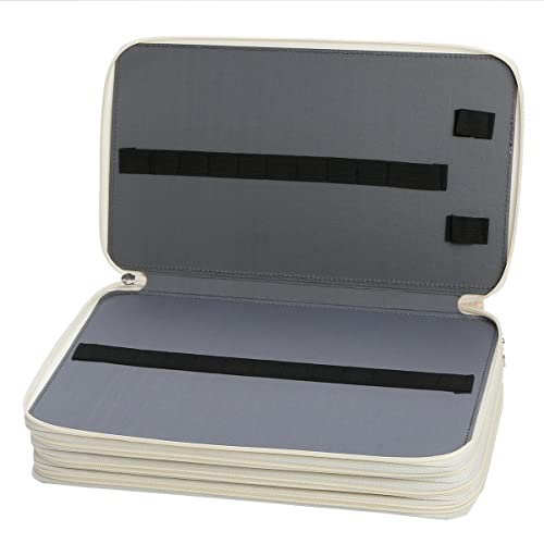 300 Slots Pencil Case 4-Layer Zipped Holder w/Handle - color: Marble-Purple, size: 300