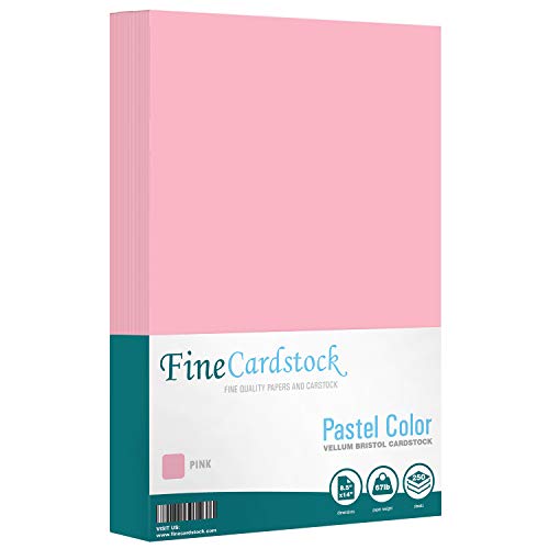 Color Cardstock Paper 67 Vellum Bristol, Sizes: 8.5 x 11 | 11 x 17 | 8.5 x 14 |1 Ream of 250 Sheets per Pack. (8.5 x 14, Pink) - color: Pink, size: 8.5 x 14