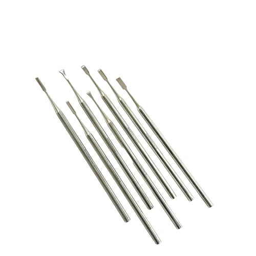 7 Pack Precision Mini Chisel Carving Tools for Detailed Small Crafts Such as Wood Carving, Wax Modeling, Soap Carving, and More - One Piece Construction Stainelss Steel