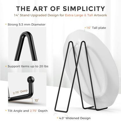 TR-LIFE 14 Inch Heavy Duty Plate Stand (2 Pack) - Metal Display Easel for Large Plates, Platters, Picture Frames, Signs, and Posters - size: 14 Inch