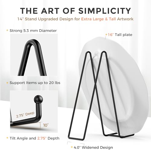 TR-LIFE 14 Inch Heavy Duty Plate Stand (2 Pack) - Metal Display Easel for Large Plates, Platters, Picture Frames, Signs, and Posters - size: 14 Inch