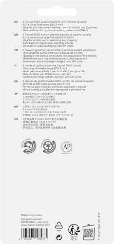 Faber-Castell 5 Piece Quality Castell 9000 Jumbo Graphite Pencils Blister Card Set, Including HB, 2B, 4B, 6B and 8B (119397) - style: Jumbo Set HB, 2B, 4B, 6B & 8B