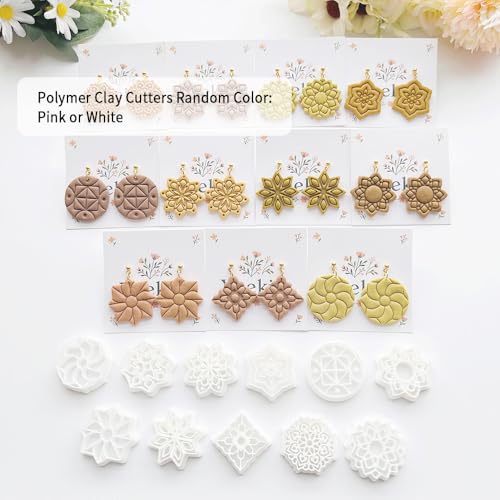 Xaekicr 11 Pcs Mandala Polymer Clay Cutters - Geometric Flower & Boho Shape Jewelry Making Tools for Earrings, Pendants & DIY Crafts, Soft Clay Molds - color: 2D color