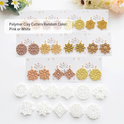 Xaekicr 11 Pcs Mandala Polymer Clay Cutters - Geometric Flower & Boho Shape Jewelry Making Tools for Earrings, Pendants & DIY Crafts, Soft Clay Molds - color: 2D color