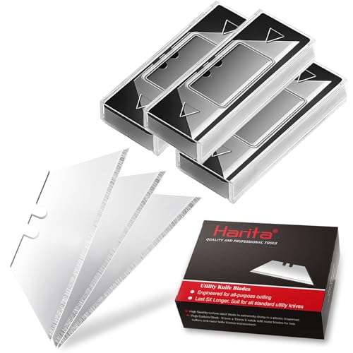 Harita Utility Knife Blades, Box Cutter Blades, Razor Blades with Storage Case, Standard Size for Replacement and Refill, Sharper, durable and Anti-Rust SK5 Steel Box for Leather, Rubber etc. 30 pcs - color: Silver, size: 30 Pack