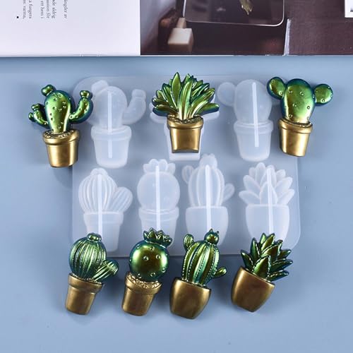 Cactus Silicone Mold - Plant Refrigerator Mould Keychain Epoxy Molds for Home Decorative Handmade Clay Cactus Flower DIY Decorative Ornaments Art Craft - color: Style A