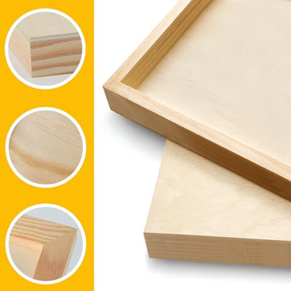 2 Pack 8x8'' Unfinished Gallery Birch Wood Canvas Panels | Birch Wood Panels Kit, 1 1/2" Deep Art Cradle Boards for Painting, Pouring, Burning,Epoxy Resin, Laser Engraving Cutting - size: 8*8 2 Pack