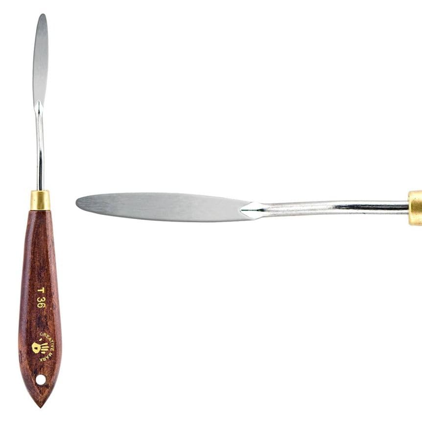 Creative Mark Stainless Steel Palette Knife Painting Tools - Paint Palette with Wooden Handle - Variety of Shapes and Sizes - 36T, 2 in - color: 36t, size: 2 in