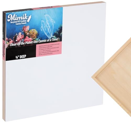 Creative Mark Mimik Recycled PET Cradled Canvas Panel 3/4" Depth - 5X7 Single Canvas - Medium-Textured Painting Board for Eco-Conscious Artists, 14.11 oz Triple-Acrylic-Primed Weight Mounted Canvas - size: 6X6"