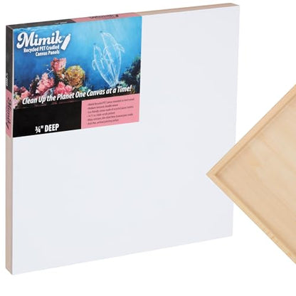 Creative Mark Mimik Recycled PET Cradled Canvas Panel 3/4" Depth - 8X8 Single Canvas - Medium-Textured Painting Board for Eco-Conscious Artists, 14.11 oz Triple-Acrylic-Primed Weight Mounted Canvas - size: 8X8"