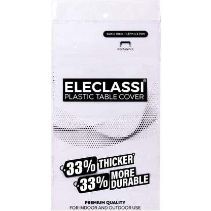 Eleclassi White 6 Pack Premium Disposable Plastic Tablecloth 54 x 108 in - Plastic Table Cloth Disposable Tablecloth for Rectangle Table Up to 8 Feet - color: White